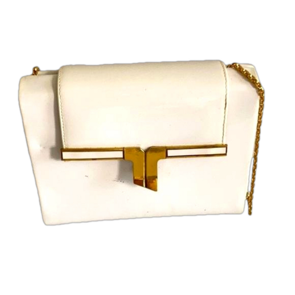 OCTAVIA vintage cross key white bag / golden small hardware/ chain